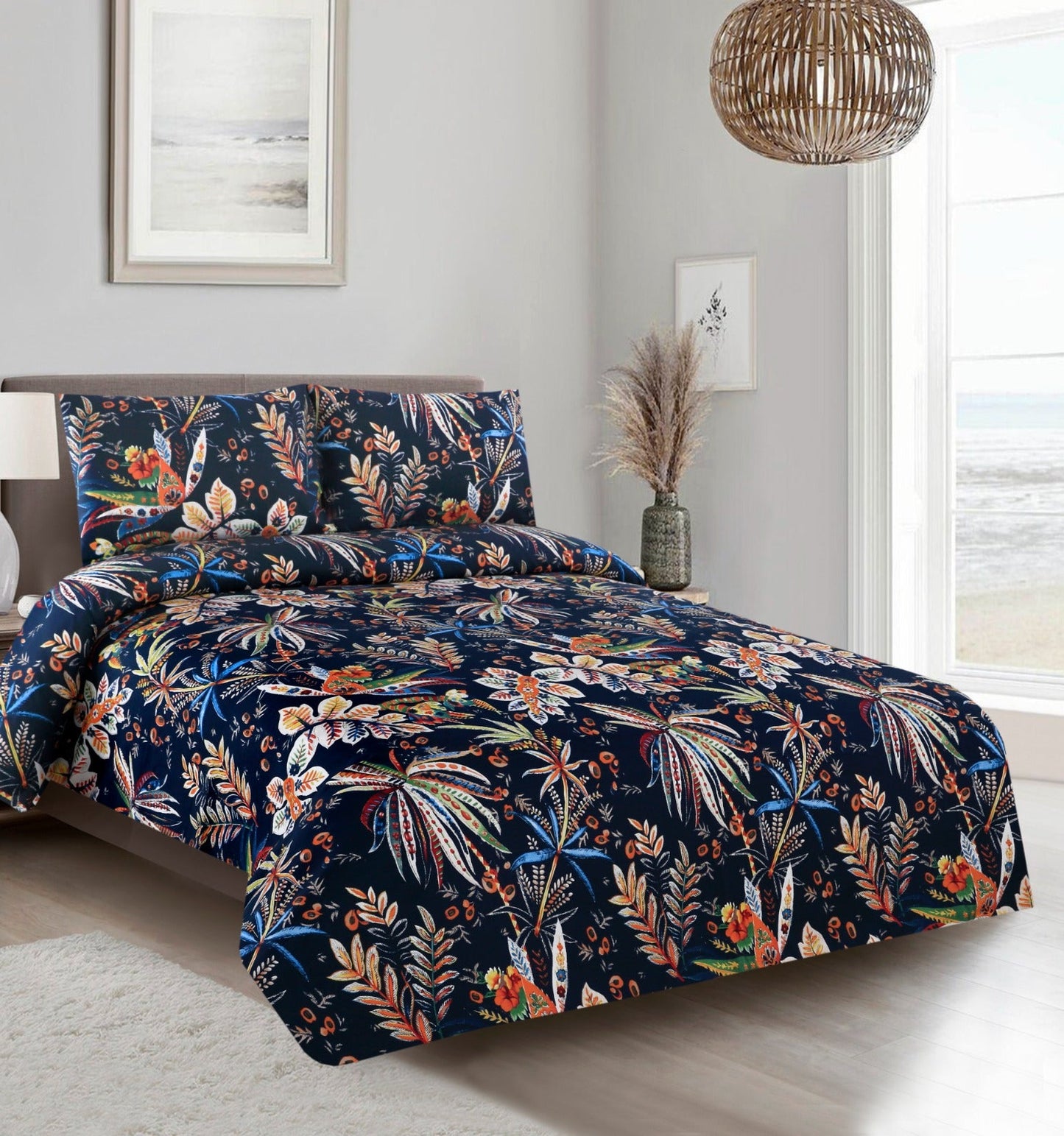 3 PCs Double Bed Sheet -Johana Bed Sheets Apricot