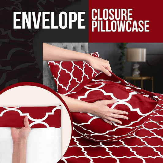 3 PCs Double Bed Sheet -Plum Geometric Bed Sheets Apricot