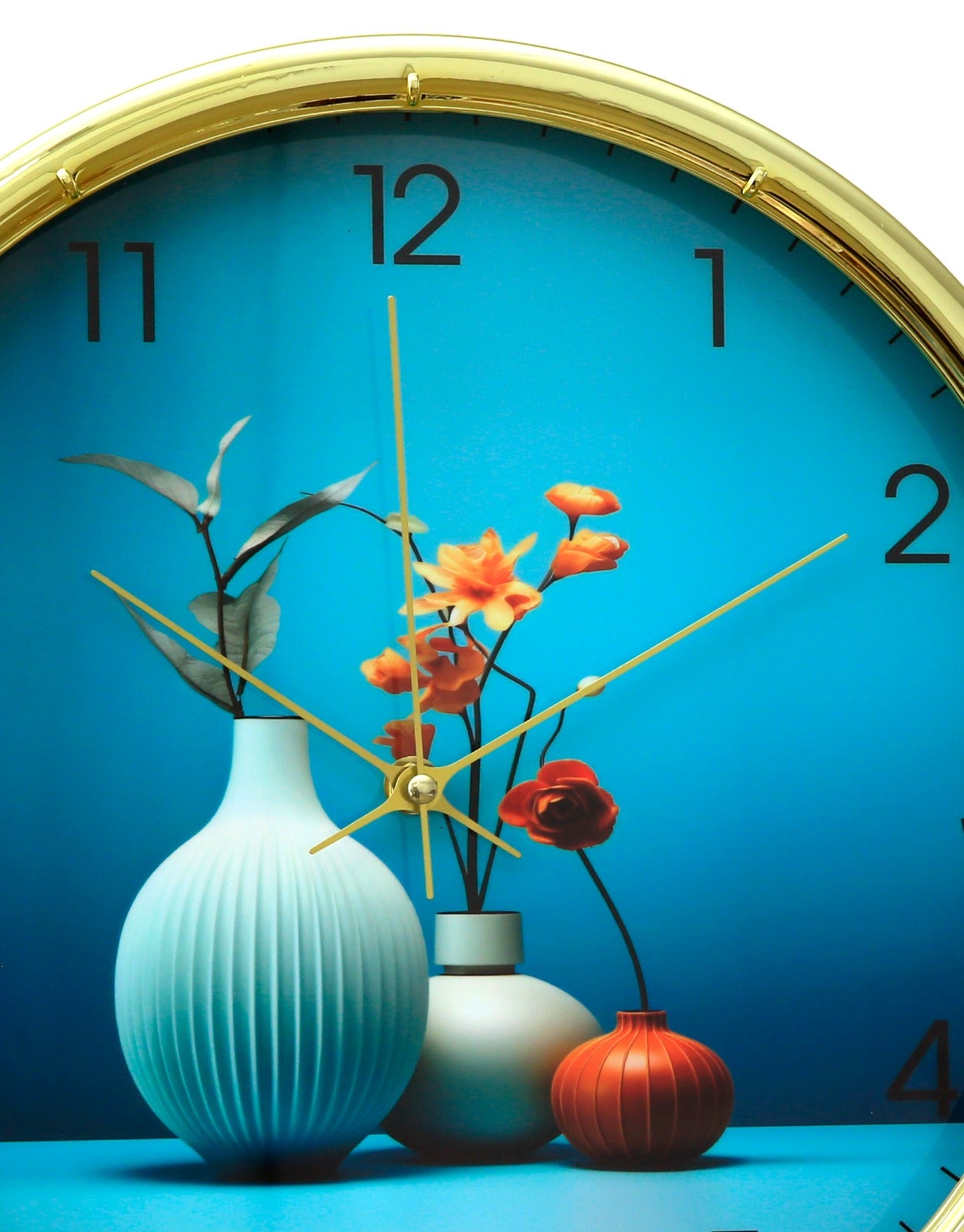 30 Cm Wall Clock SA2311-18-Multi Vases Clock Apricot