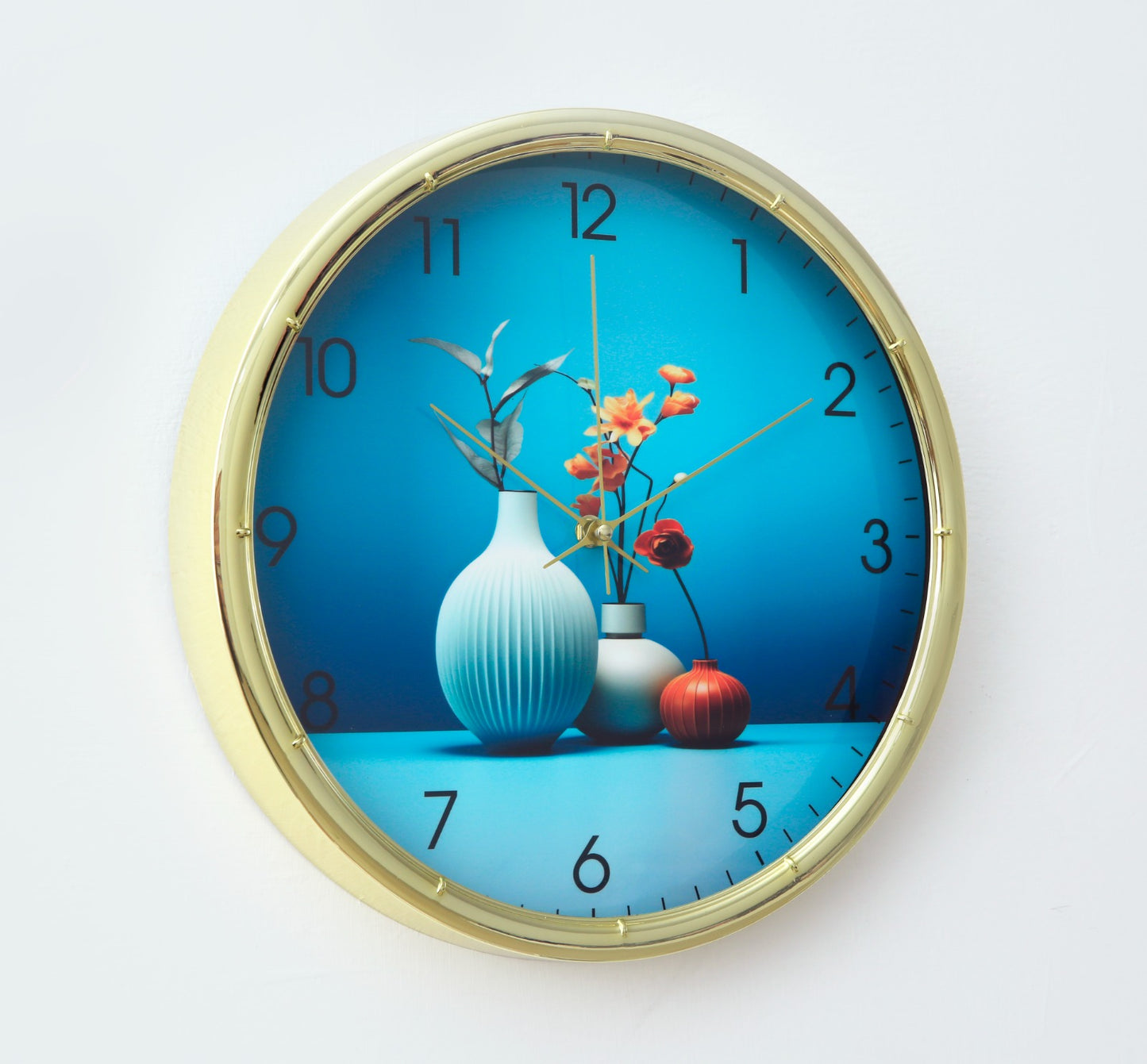 30 Cm Wall Clock SA2311-18-Multi Vases Clock Apricot