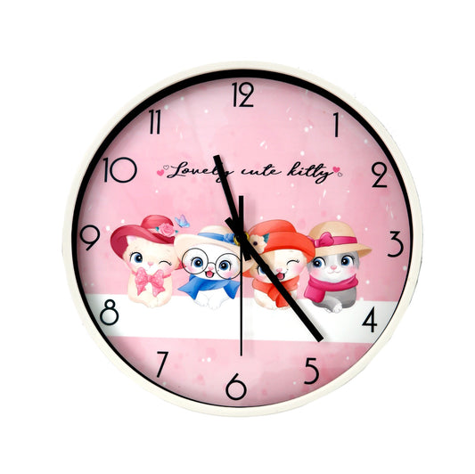 30 Cm Wall Clock SA2311-21-Kitty's Party Clock Apricot