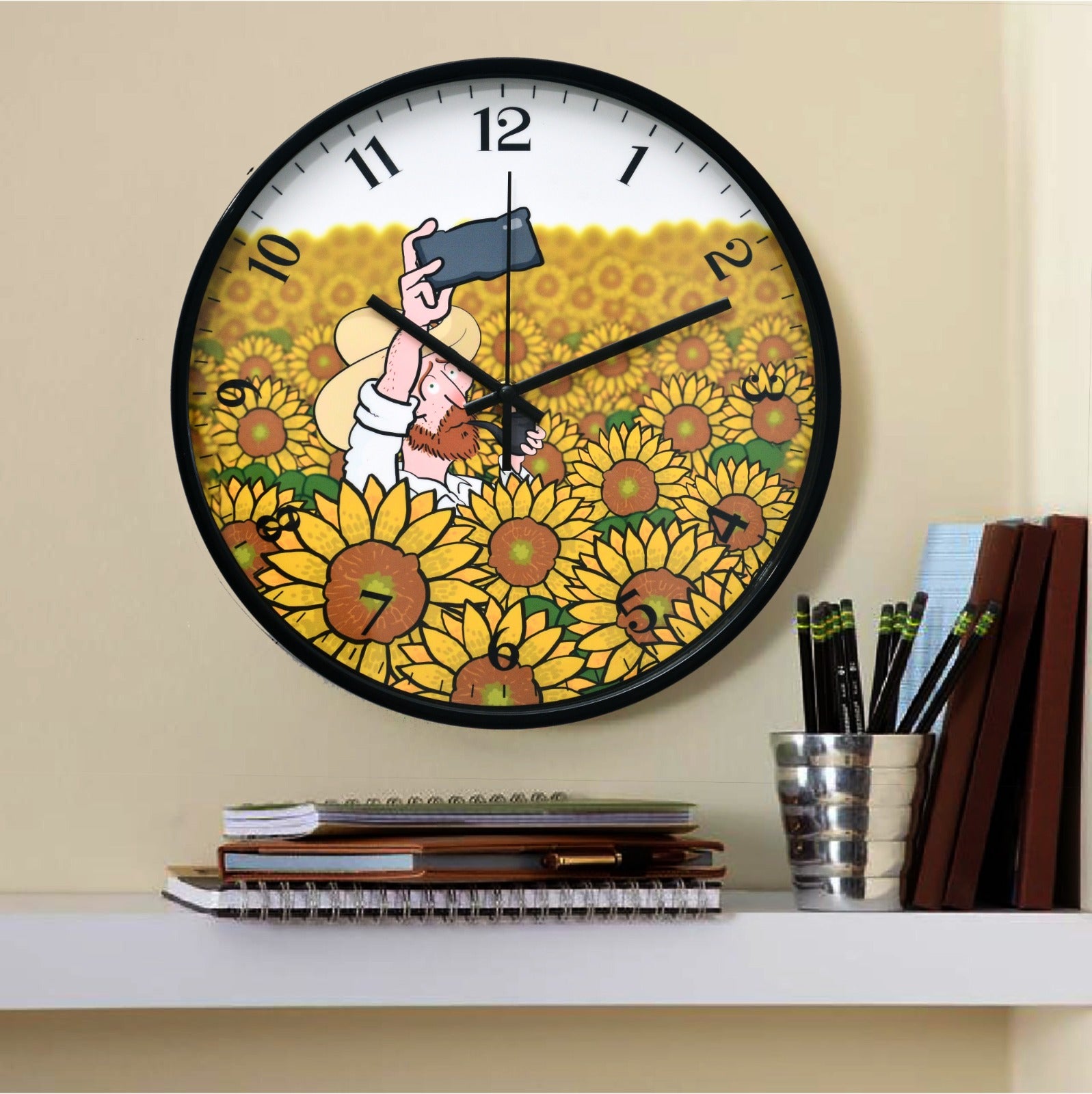 30 Cm Wall Clock SA2311-23-Sun Flower Clock Apricot
