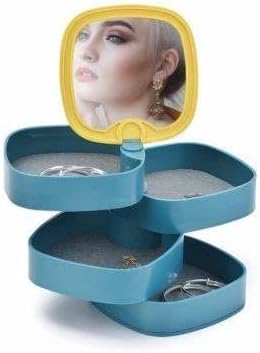 360° Rotatable Jewelry Organizer With Mirror-SA2408-190 Cosmetic Organizer Apricot