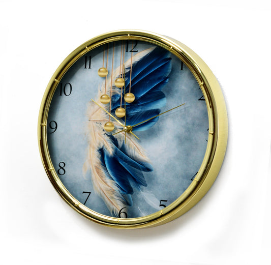 35 Cm Wall Clock-3D Feathers Clock Apricot