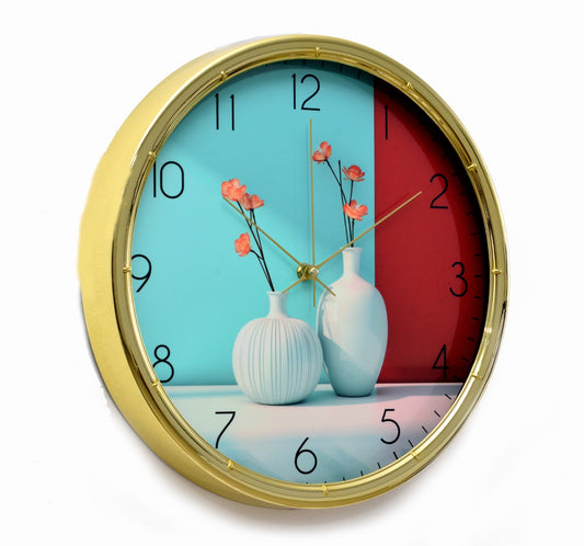 35 Cm Wall Clock SA-23-17-Double Vase Clock Apricot