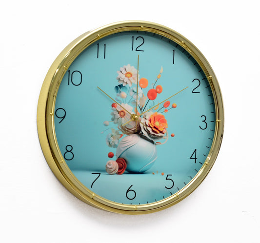 35 Cm Wall Clock SA-23-17-Flowers Bunch Clock Apricot