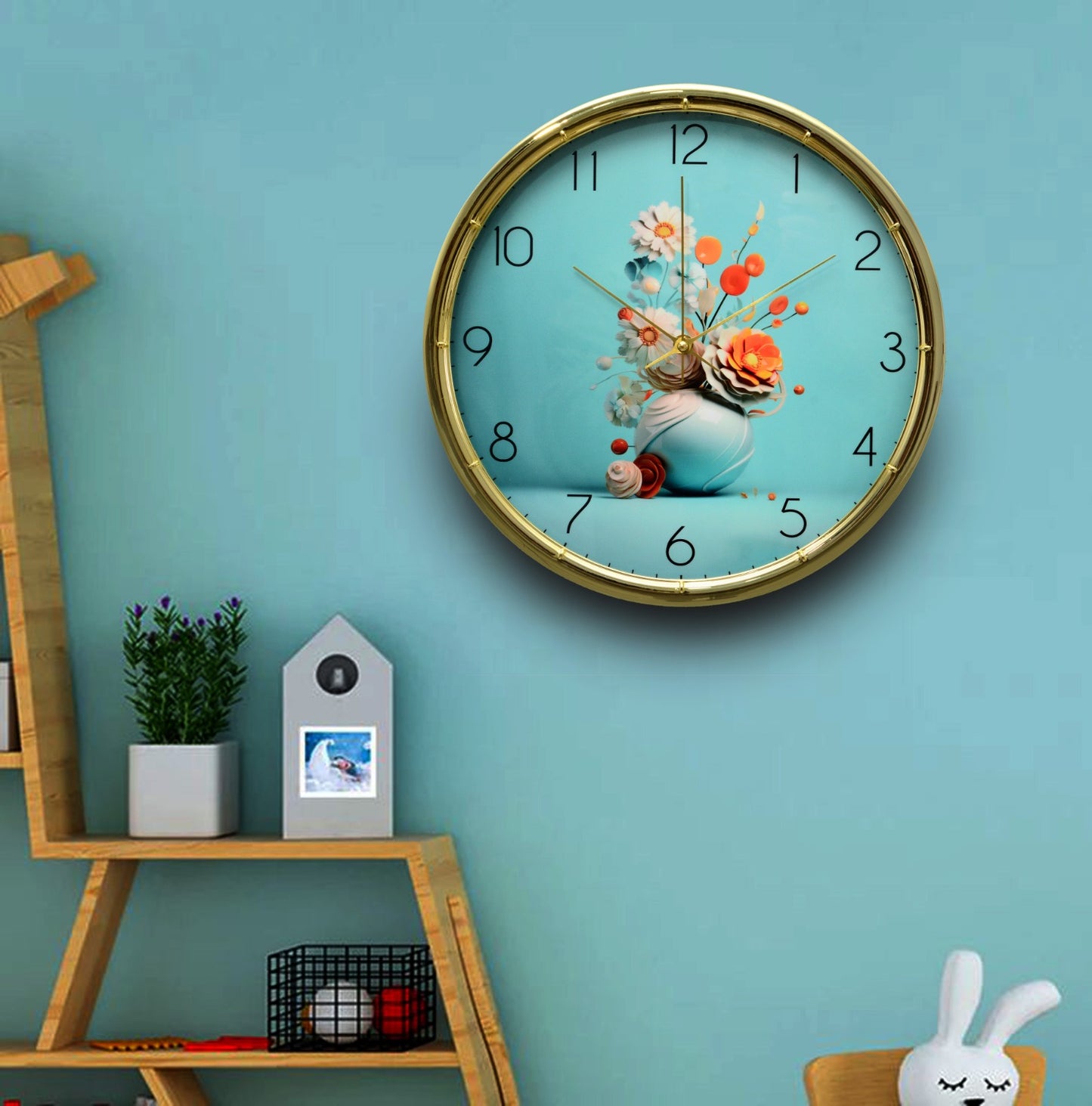 35 Cm Wall Clock SA-23-17-Flowers Bunch Clock Apricot