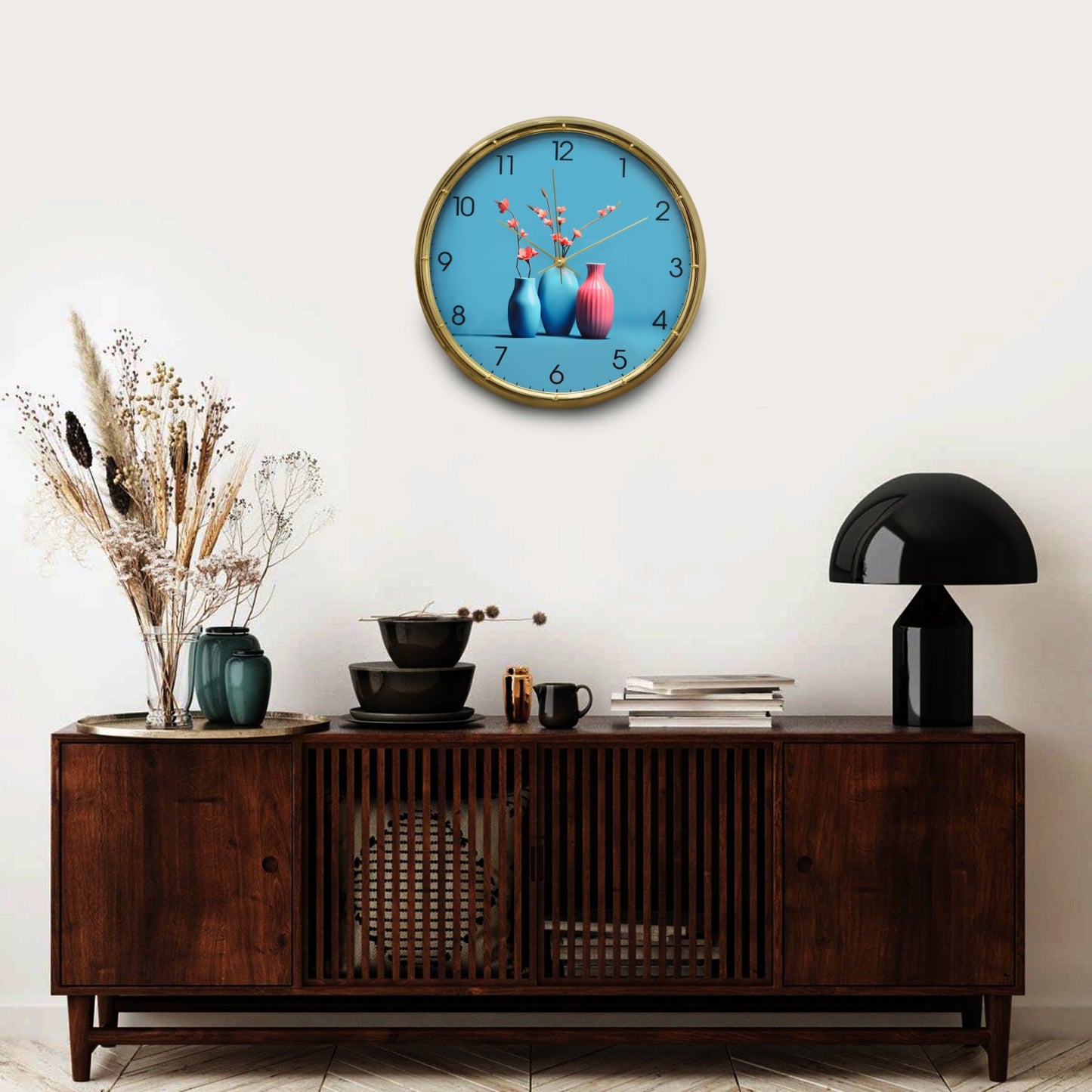 35 Cm Wall Clock SA-23-18-Triple Vase Clock Apricot