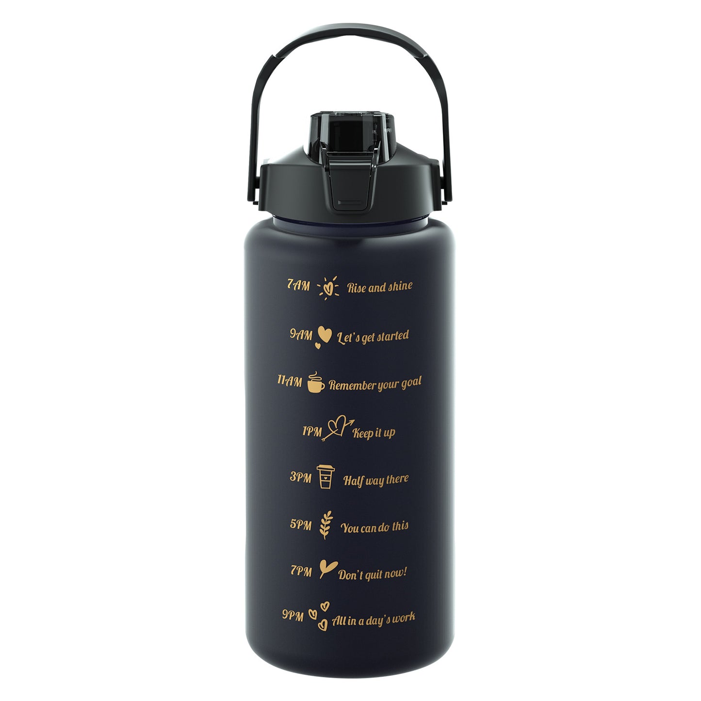 3PCS Water Bottle with Two Straws-5575Black Matte Apricot