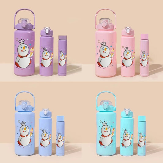 3PCS Water Bottle with Two Straws5597-15121(Pink) Apricot
