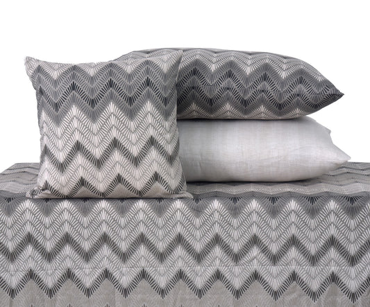 3PCs Duvet Cover- Beige ZIgZag Bed Sheets Apricot