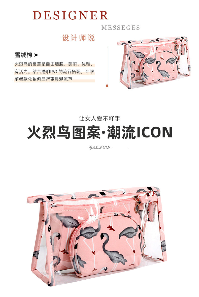 3Pcs Waterproof Portable Makeup Organizer Bag-Flamingo(SA2405-112) Cosmetic Organizer Apricot