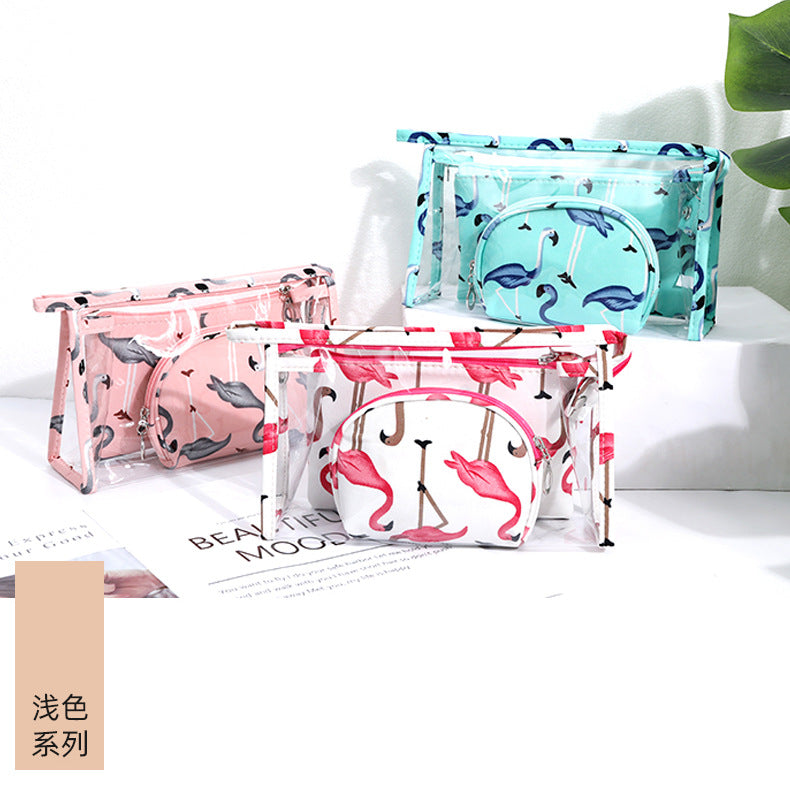 3Pcs Waterproof Portable Makeup Organizer Bag-Flamingo(SA2405-112) Cosmetic Organizer Apricot