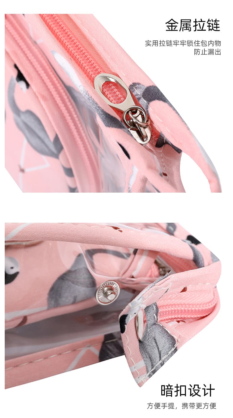 3Pcs Waterproof Portable Makeup Organizer Bag-Flamingo(SA2405-112) Cosmetic Organizer Apricot