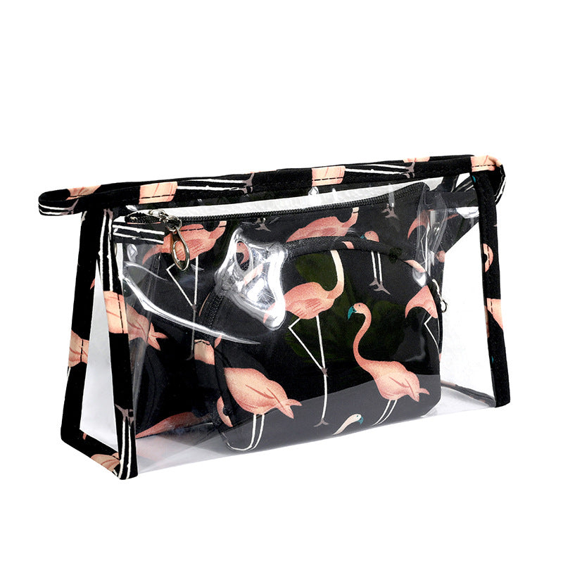 3Pcs Waterproof Portable Makeup Organizer Bag-Flamingo(SA2405-112) Cosmetic Organizer Apricot
