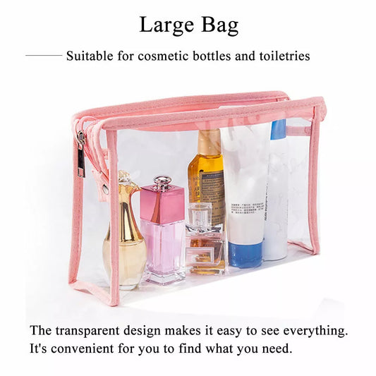 3Pcs Waterproof Portable Makeup Organizer Bag-Flamingo(SA2405-112) Cosmetic Pouches Apricot