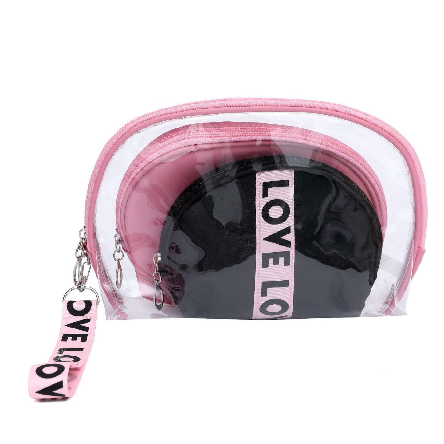 3Pcs Waterproof Portable Makeup Organizer Bag-LOVE(SA2405-113) Cosmetic Organizer Apricot