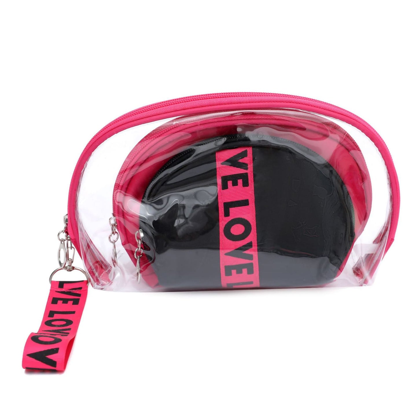 3Pcs Waterproof Portable Makeup Organizer Bag-LOVE(SA2405-113) Cosmetic Organizer Apricot