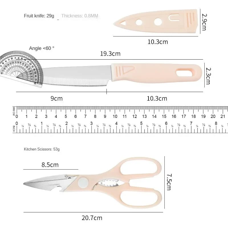 4 PCs Cutting Board With Knife Set(5299)-Pink Apricot