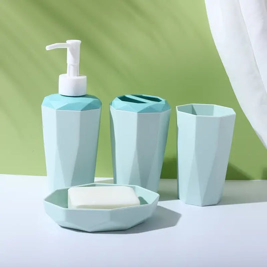 4 PCs PVC Bath Accessories Set-(2583)Green Bathroom Accessory Sets Apricot