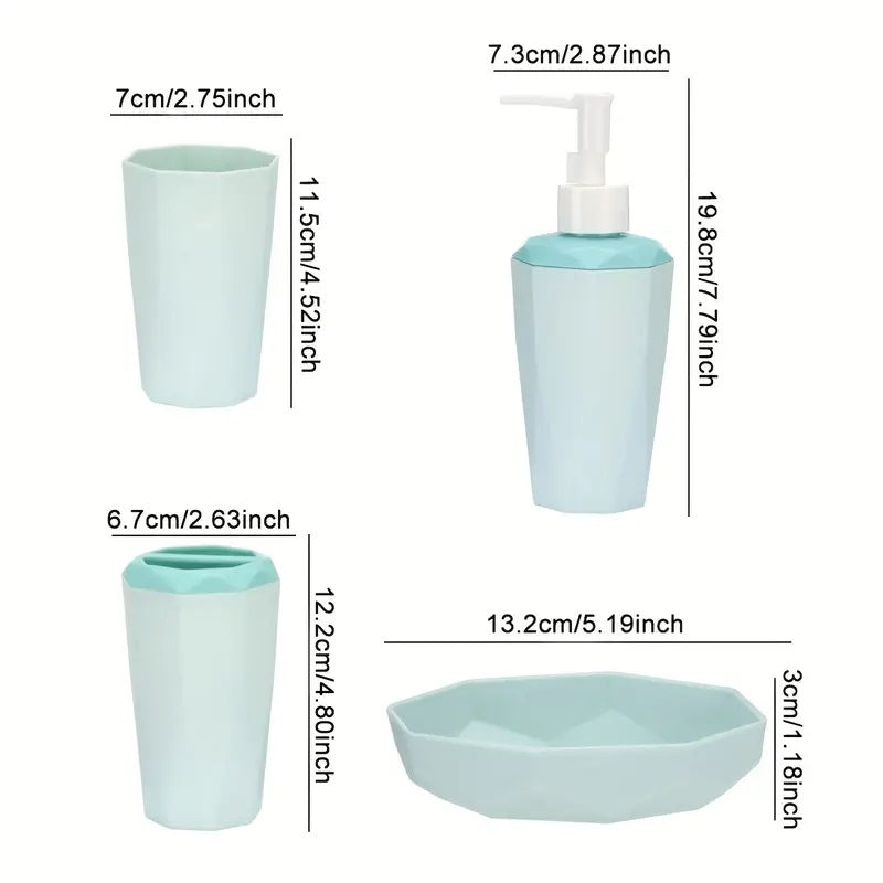 4 PCs PVC Bath Accessories Set-(2583)Peach Bathroom Accessory Sets Apricot