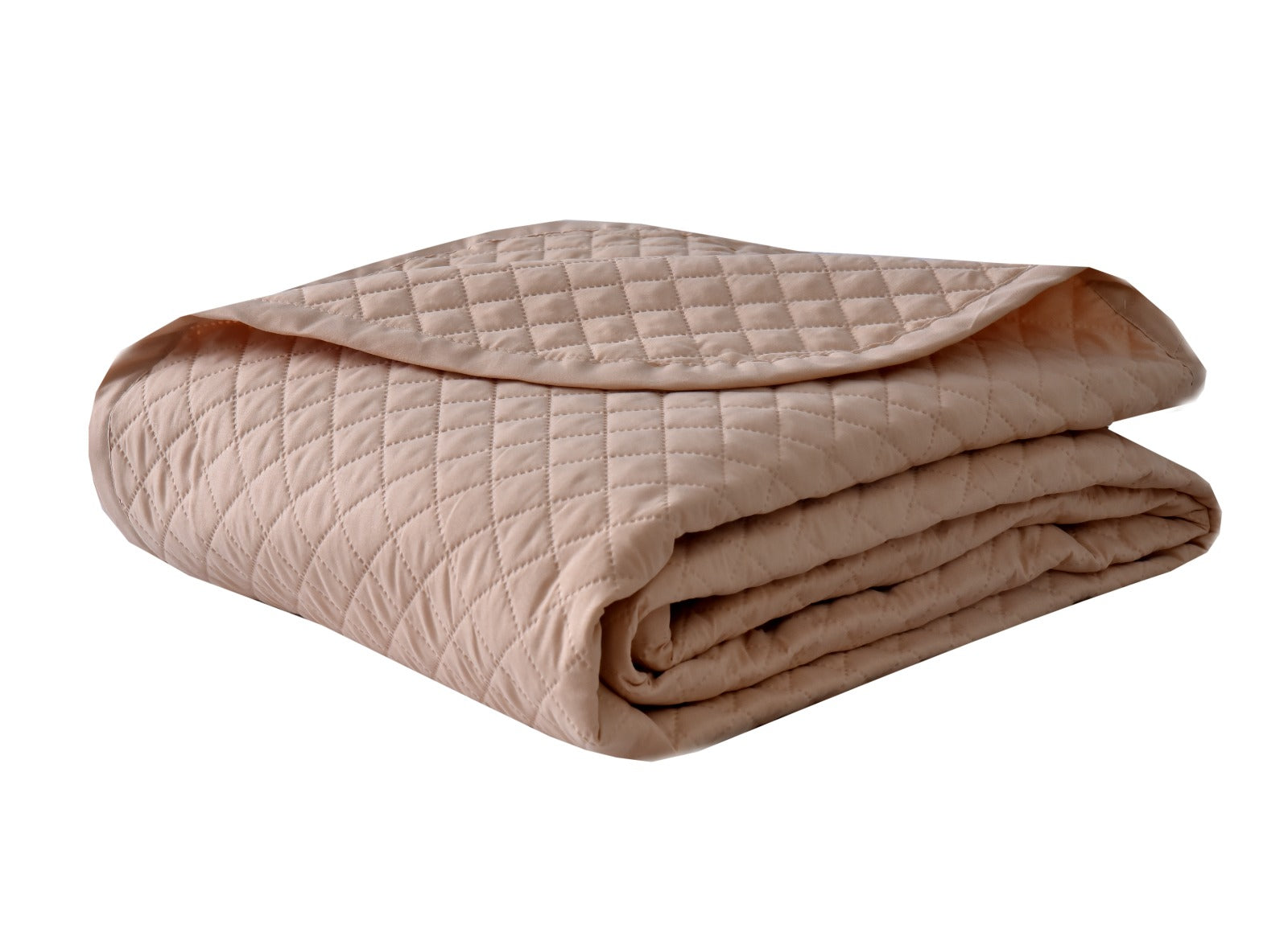 4 PCs Ultrasonic Quilted Luxury Bed Spread Set-Beige Over Brown Apricot