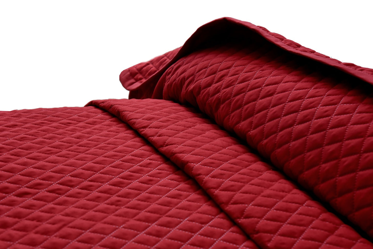 4 PCs Ultrasonic Quilted Luxury Bed Spread Set-Maroon Apricot