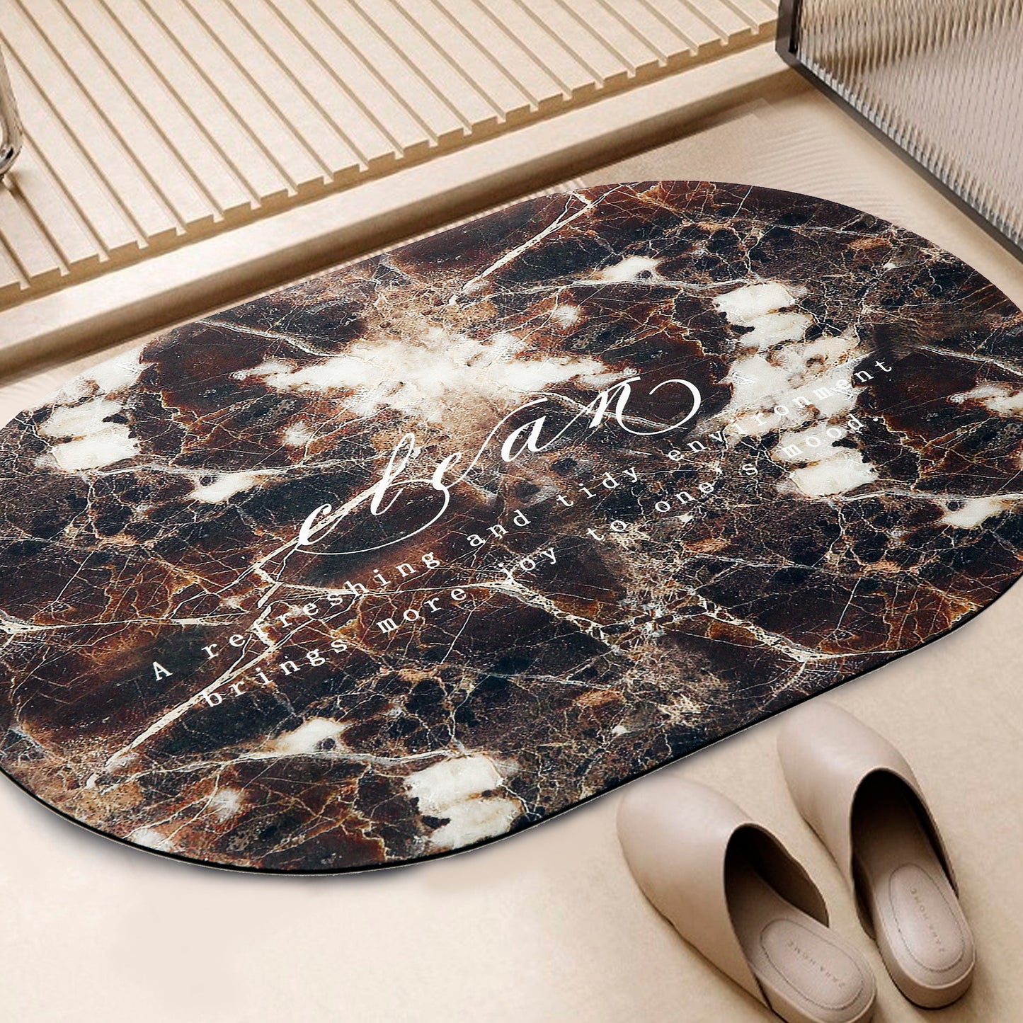 Water Absorbent Anti slip Bath mat-Bean(Brown) Bath Mats Apricot