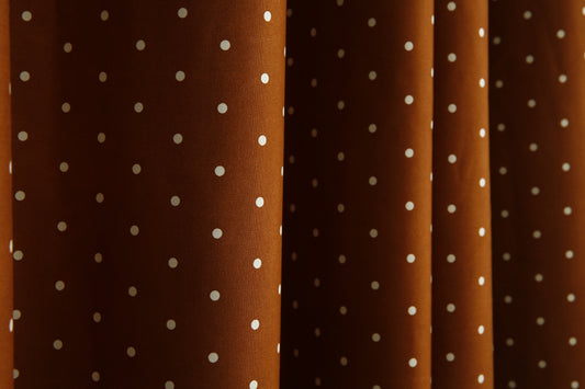 2 PCs Blackout Room Curtains-Brown Polka Curtains Apricot