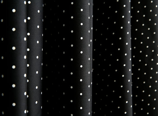 2 PCs Blackout Room Curtains-Black Polka Curtains Apricot