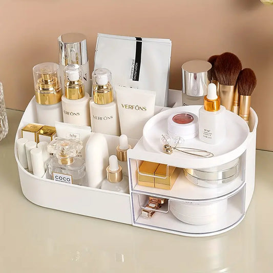 1pc Rotating Cosmetic Organizer-white Cosmetic Organizer Apricot