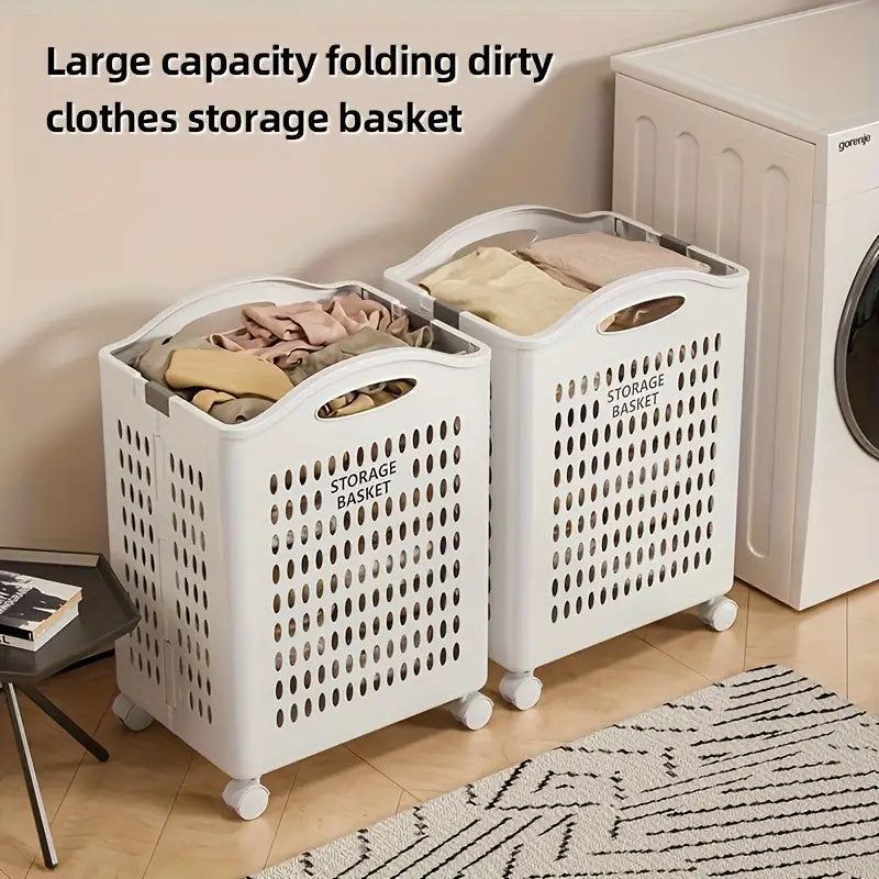 Folded Laundry Basket with Wheel-SA2408-107 Apricot