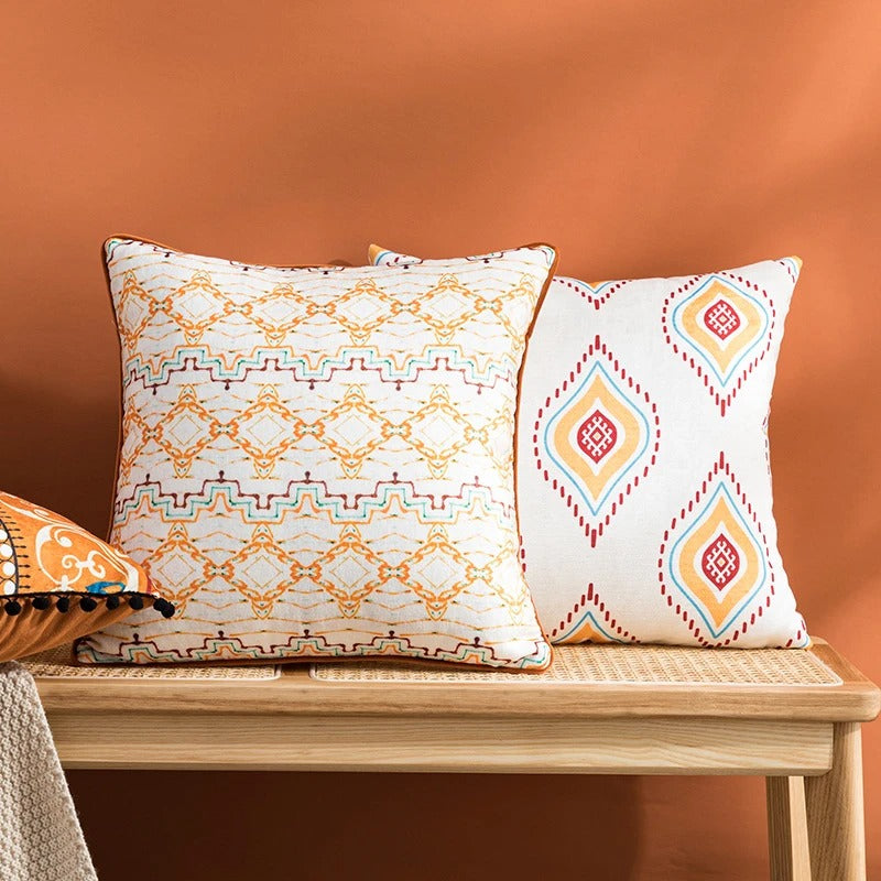 5 PCs Digital Printed Cushions-Indian Mandala Apricot