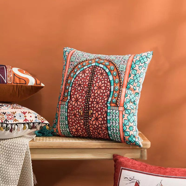 5 PCs Digital Printed Cushions-Lucknow Apricot