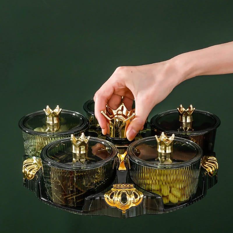 5 PCs Rotatable Dry Fruit and Candy Tray-(5350) Candy Box Apricot Green