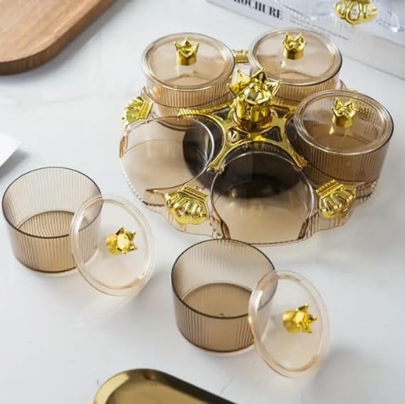 5 PCs Rotatable Dry Fruit and Candy Tray-(5350) Candy Box Apricot