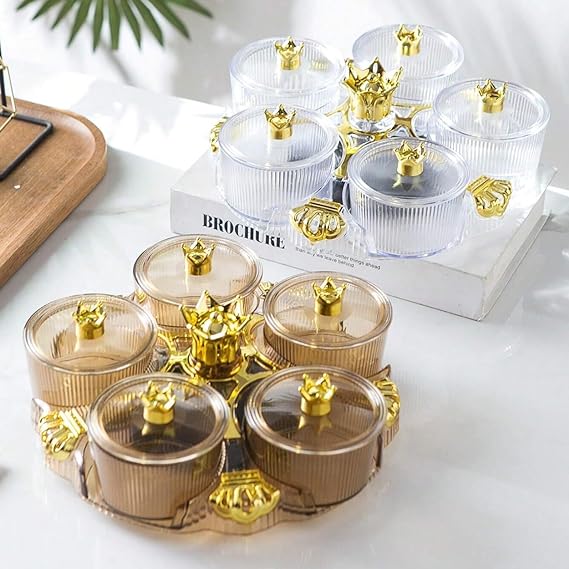 5 PCs Rotatable Dry Fruit and Candy Tray-(5350) Candy Box Apricot