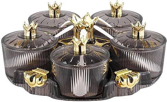 5 PCs Rotatable Dry Fruit and Candy Tray-(5350) Candy Box Apricot Grey