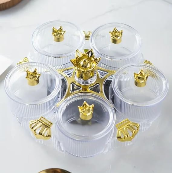5 PCs Rotatable Dry Fruit and Candy Tray-(5350) Candy Box Apricot Sliver
