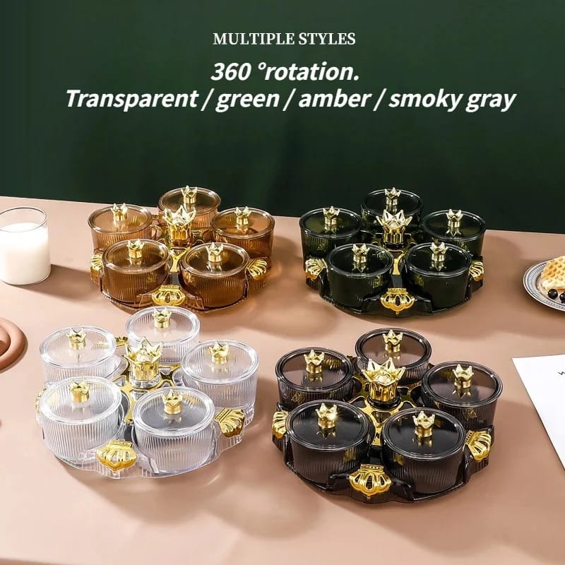 5 PCs Rotatable Dry Fruit and Candy Tray-(5350) Candy Box Apricot