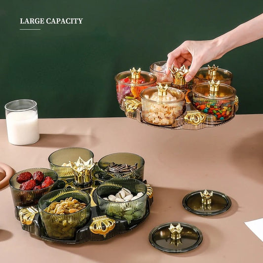 5 PCs Rotatable Dry Fruit and Candy Tray-(13977) Candy Box Apricot