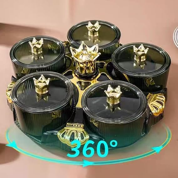 5 PCs Rotatable Dry Fruit and Candy Tray-(13977) Candy Box Apricot