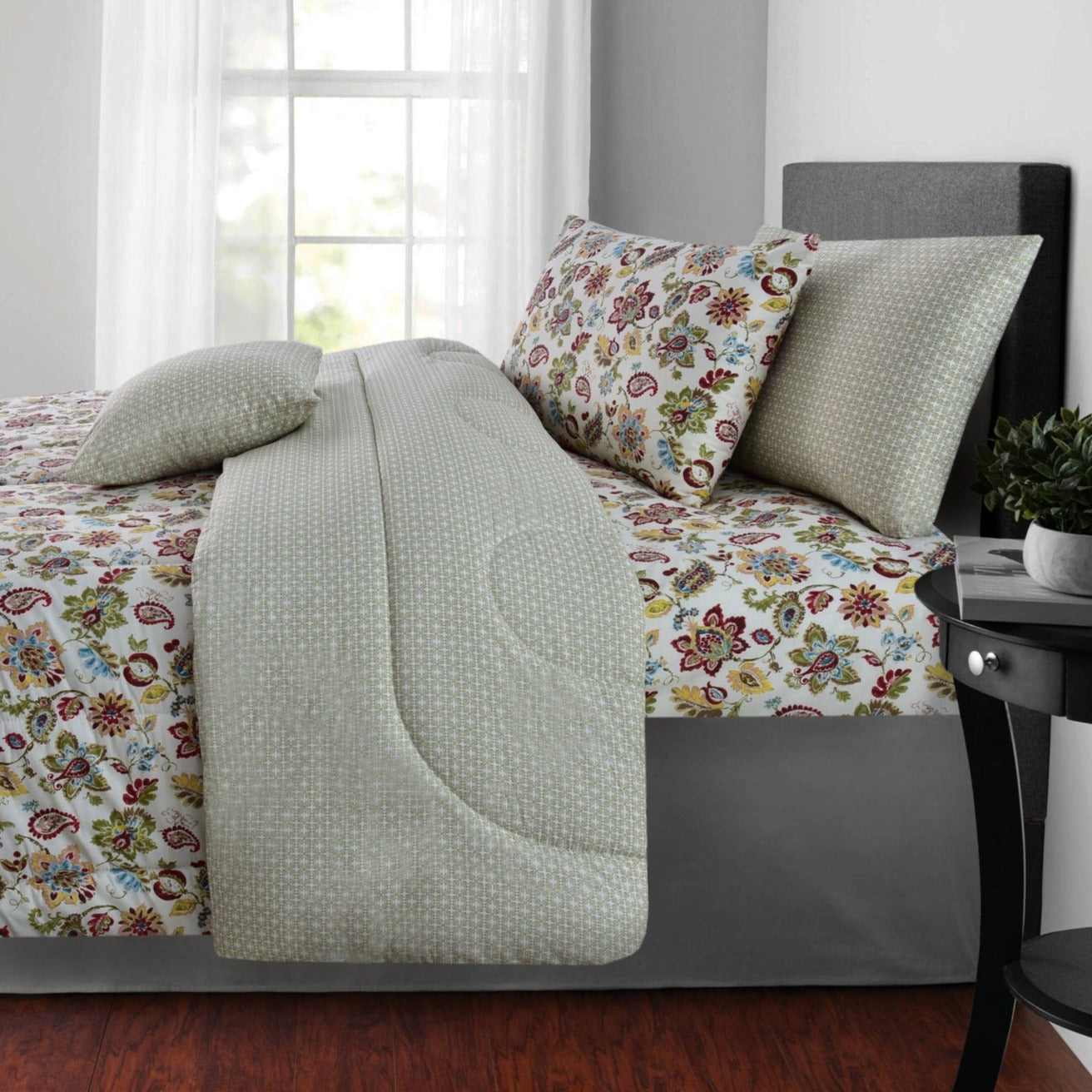 5 PCs Single Comforter Set-Paisleys Apricot
