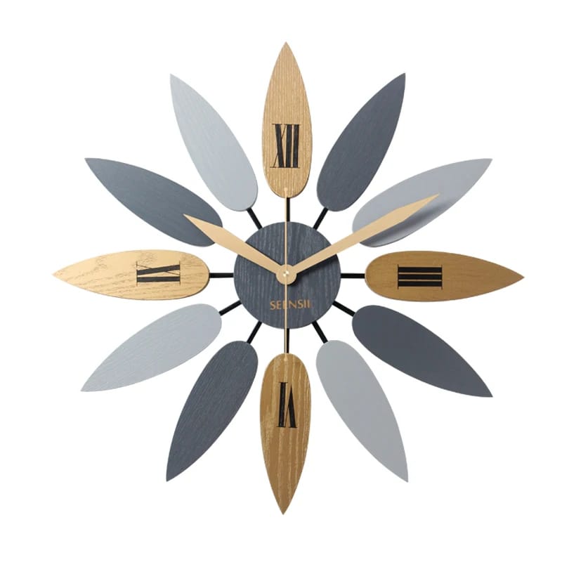 50CM Leave Shape Wall Clock Clock Apricot