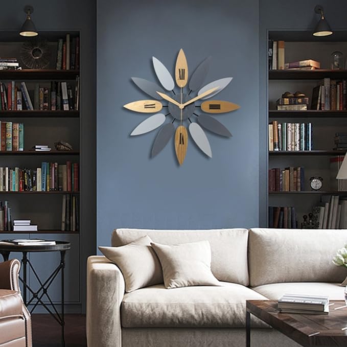 50CM Leave Shape Wall Clock Clock Apricot