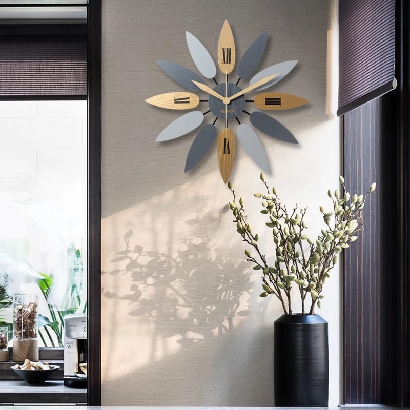 50CM Leave Shape Wall Clock Clock Apricot