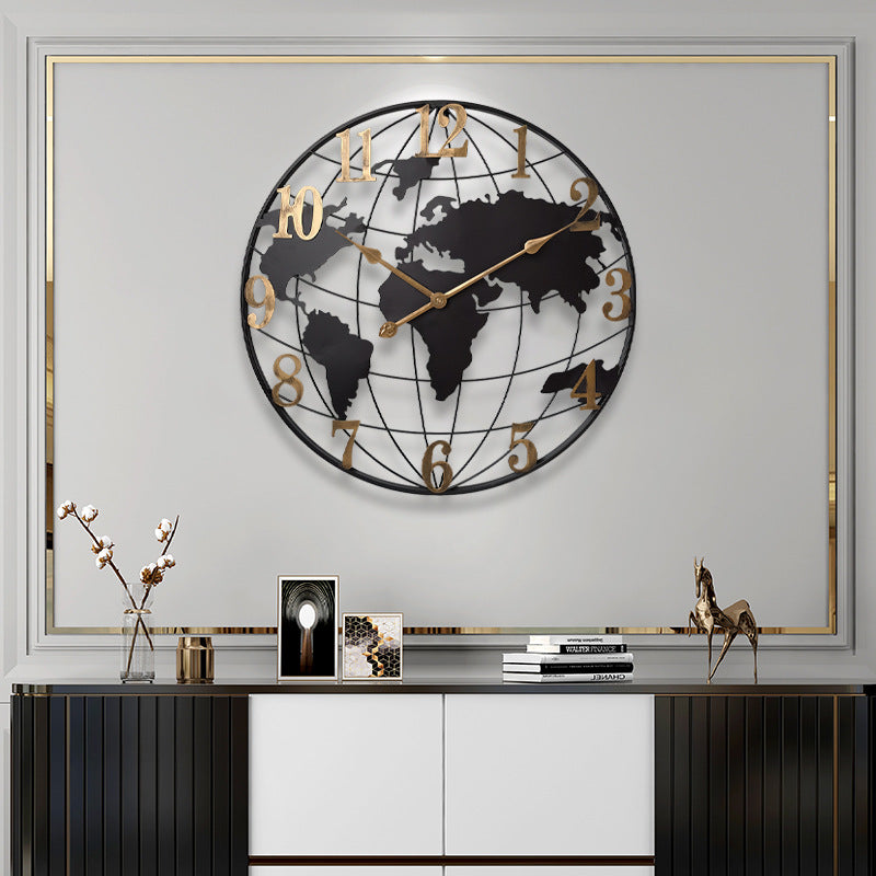 50CM Metal Universe  Wall Clock-Black and Golden(SA2405-212) Clock Apricot