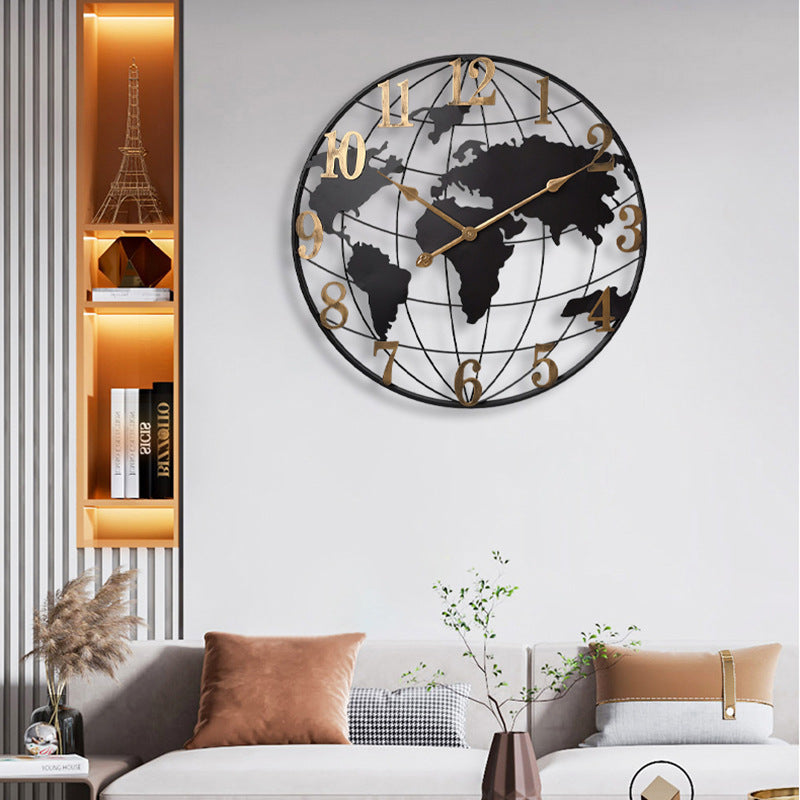 50CM Metal Universe  Wall Clock-Black and Golden(SA2405-212) Clock Apricot