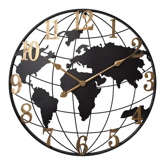 50CM Metal Universe  Wall Clock-Black and Golden(SA2405-212) Clock Apricot
