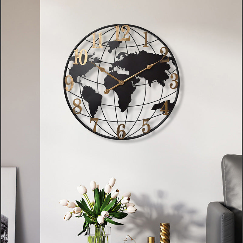 50CM Metal Universe  Wall Clock-Black and Golden(SA2405-212) Clock Apricot